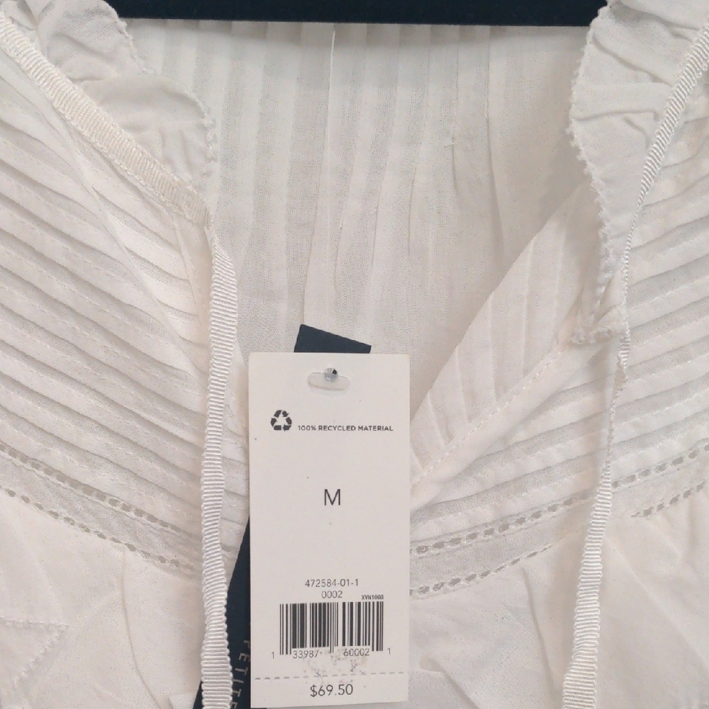 NWT Banana Republic White Ruffle Cap Sleeve Sheer Blouse - Picture 4 of 10